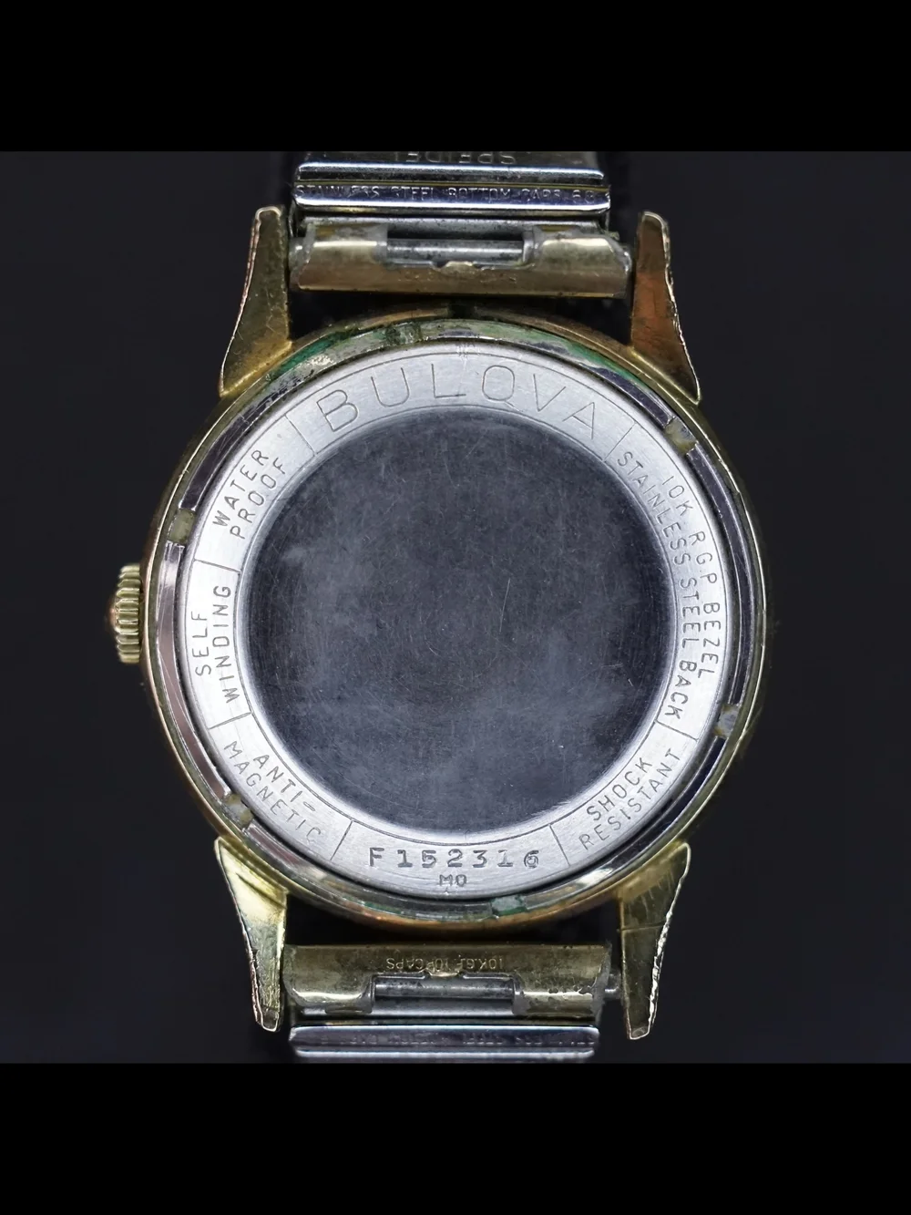 Vintage Bulova 1960s 10K RGP Self Winding 31mm Gold Tone Silver Dial Men's Watch